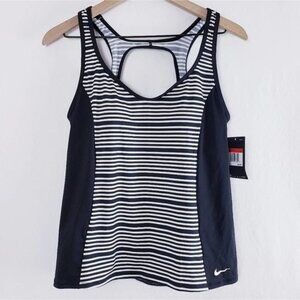 Nike New Tankini Swim‎ Top Key Hole Racerback V-neck Black Swimsuit Top NWT sz S